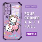 HONTINGA Samsung Galaxy A13 ile Uyumlu Şeffaf Kılıfı Düşüme Önleyici Basitlik Anti Düşme Kamera Korumali Hello Kitty Desen Yumuşak Silikon Telefon Kılıfı Kadın ve Erkek Için Uygundur K3-0193 - Mor