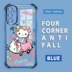 HONTINGA Samsung Galaxy A14 ile Uyumlu Şeffaf Kılıfı Düşüme Önleyici Basitlik Anti Düşme Kamera Korumali Hello Kitty Desen Yumuşak Silikon Telefon Kılıfı Kadın ve Erkek Için Uygundur K3-0193 - Mavi