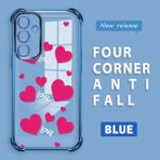 HONTINGA Samsung Galaxy A16 ile Uyumlu Şeffaf Kılıfı Düşüme Önleyici Basitlik Anti Düşme Kamera Korumali Kalp Desen Yumuşak Silikon Telefon Kılıfı Kadın ve Erkek Için Uygundur K3-0212 - Mavi