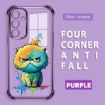 HONTINGA Samsung Galaxy A16 ile Uyumlu Şeffaf Kılıfı Düşüme Önleyici Basitlik Anti Düşme Kamera Korumali Kedi Desen Yumuşak Silikon Telefon Kılıfı Kadın ve Erkek Için Uygundur K3-0185 - Mor