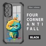 HONTINGA Samsung Galaxy A16 ile Uyumlu Şeffaf Kılıfı Düşüme Önleyici Basitlik Anti Düşme Kamera Korumali Kedi Desen Yumuşak Silikon Telefon Kılıfı Kadın ve Erkek Için Uygundur K3-0185 - Siyah