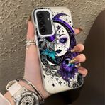 HONTINGA Samsung Galaxy A17 ile Uyumlu Kılıf Silikon Kenar Sert Arka Kamera Koruyucu Basitlik Anti Düşme Kamera Korumalı Ay ve Yıldız Desen Couple Telefon Kılıfı Kadın ve Erkek Için Uygundur K1-1376 - Beyaz