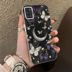 HONTINGA Samsung Galaxy A21S ile Uyumlu Kılıf Silikon Kenar Sert Arka Kamera Koruyucu Basitlik Anti Düşme Kamera Korumalı Ay Desen Couple Telefon Kılıfı Kadın ve Erkek Için Uygundur K1-1373 - Beyaz