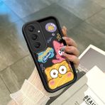 HONTINGA Samsung Galaxy A24 ile Uyumlu Kılıfı Düşüme Önleyici Basitlik Anti Düşme Kamera Korumali Siyah Sünger Bob Desen Yumuşak Silikon Telefon Kılıfı Kadın ve Erkek Için Uygundur K2-0264 - 001-Renkli