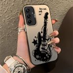 HONTINGA Samsung Galaxy A25 ile Uyumlu Kılıfı Silikon Kenar Sert Arka Düşüme Önleyici Basitlik Anti Düşme Kamera Korumali Gitar Desen Telefon Kılıfı Kadın ve Erkek Için Uygundur K1-0736 - 001-Renkli