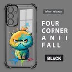 HONTINGA Samsung Galaxy A25 ile Uyumlu Şeffaf Kılıfı Düşüme Önleyici Basitlik Anti Düşme Kamera Korumali Kedi Desen Yumuşak Silikon Telefon Kılıfı Kadın ve Erkek Için Uygundur K3-0185 - Siyah