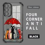 HONTINGA Samsung Galaxy A25 ile Uyumlu Şeffaf Kılıfı Düşüme Önleyici Basitlik Anti Düşme Kamera Korumali Kedi Desen Yumuşak Silikon Telefon Kılıfı Kadın ve Erkek Için Uygundur K3-0188 - Siyah