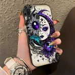 HONTINGA Samsung Galaxy A30 ile Uyumlu Kılıf Silikon Kenar Sert Arka Kamera Koruyucu Basitlik Anti Düşme Kamera Korumalı Ay ve Yıldız Desen Couple Telefon Kılıfı Kadın ve Erkek Için Uygundur K1-1376 - Siyah