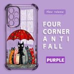 HONTINGA Samsung Galaxy A32 ile Uyumlu Şeffaf Kılıfı Düşüme Önleyici Basitlik Anti Düşme Kamera Korumali Kedi Desen Yumuşak Silikon Telefon Kılıfı Kadın ve Erkek Için Uygundur K3-0188 - Mor