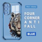 HONTINGA Samsung Galaxy A34 5g ile Uyumlu Şeffaf Kılıfı Düşüme Önleyici Basitlik Anti Düşme Kamera Korumali Kaplan Desen Yumuşak Silikon Telefon Kılıfı Kadın ve Erkek Için Uygundur K3-0191 - Mavi