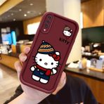 HONTINGA Samsung Galaxy A50S ile Uyumlu Kılıfı Düşüme Önleyici Basitlik Anti Düşme Kamera Korumali Hello Kitty Bordo Desen Yumuşak Silikon Telefon Kılıfı Kadın ve Erkek Için Uygundur K2-7015 - Renkli