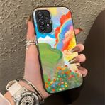 HONTINGA Samsung Galaxy A52S ile Uyumlu Kılıfı Silikon Kenar Sert Arka Düşüme Önleyici Basitlik Anti Düşme Kamera Korumali Gökkuşağı Desen Telefon Kılıfı Kadın ve Erkek Için Uygundur K1-0853 - 001-Renkli