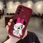 HONTINGA Samsung Galaxy A56 ile Uyumlu Kılıfı Düşüme Önleyici Basitlik Anti Düşme Kamera Korumali Minnie ve Kahve Bordo Desen Yumuşak Silikon Telefon Kılıfı Kadın ve Erkek Için Uygundur Arka Kılıf K2-7156 - 001-Renkli