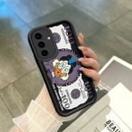 HONTINGA Samsung Galaxy A56 ile Uyumlu Kılıfı Düşüme Önleyici Basitlik Anti Düşme Kamera Korumali Yaratıcı Siyah Desen Yumuşak Silikon Telefon Kılıfı Kadın ve Erkek Için Uygundur K2-0415 - 001-Renkli