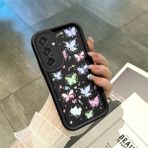 HONTINGA Samsung Galaxy M15 ile Uyumlu Kılıfı Düşüme Önleyici Basitlik Anti Düşme Kamera Korumali Siyah Küçük Kelebek Desen Yumuşak Silikon Telefon Kılıfı Kadın ve Erkek Için Uygundur K2-0464 - 001-Renkli