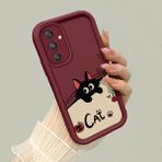 HONTINGA Samsung Galaxy M34 ile Uyumlu Kılıfı Düşüme Önleyici Basitlik Anti Düşme Kamera Korumali Kedi Bordo Desen Yumuşak Silikon Telefon Kılıfı Kadın ve Erkek Için Uygundur K2-7068 - Renkli