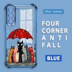 HONTINGA Samsung Galaxy S21 Fe 5g ile Uyumlu Şeffaf Kılıfı Düşüme Önleyici Basitlik Anti Düşme Kamera Korumali Kedi Desen Yumuşak Silikon Telefon Kılıfı Kadın ve Erkek Için Uygundur K3-0188 - Mavi