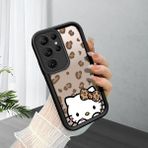 HONTINGA Samsung Galaxy S22 Ultra ile Uyumlu Kılıfı Düşüme Önleyici Basitlik Anti Düşme Kamera Korumali Hello Kitty Siyah Desen Yumuşak Silikon Telefon Kılıfı Kadın ve Erkek Için Uygundur K2-0084 - Renkli