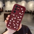 HONTINGA Samsung Galaxy S22 Ultra ile Uyumlu Kılıfı Düşüme Önleyici Basitlik Anti Düşme Kamera Korumali Küçük Çiçek Desen Bordo Yumuşak Silikon Telefon Kılıfı Kadın ve Erkek Için Uygundur K2-7221 - 001-Renkli