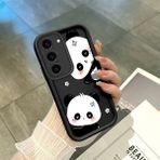HONTINGA Samsung Galaxy S23 ile Uyumlu Kılıfı Düşüme Önleyici Basitlik Anti Düşme Kamera Korumali Panda Siyah Desen Yumuşak Silikon Telefon Kılıfı Kadın ve Erkek Için Uygundur K2-0067 - 001-Renkli