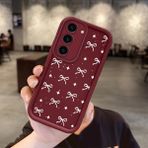 HONTINGA Samsung Galaxy S23 ile Uyumlu Kılıfı Düşüme Önleyici Basitlik Anti Düşme Kamera Korumali Papyon Bordo Desen Yumuşak Silikon Telefon Kılıfı Kadın ve Erkek Için Uygundur K2-7013 - 001-Renkli