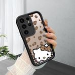 HONTINGA Samsung Galaxy S23 Ultra ile Uyumlu Kılıfı Düşüme Önleyici Basitlik Anti Düşme Kamera Korumali Hello Kitty Siyah Desen Yumuşak Silikon Telefon Kılıfı Kadın ve Erkek Için Uygundur K2-0084 - Renkli