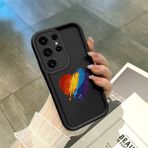 HONTINGA Samsung Galaxy S23 Ultra ile Uyumlu Kılıfı Düşüme Önleyici Basitlik Anti Düşme Kamera Korumali Kalp Siyah Desen Yumuşak Silikon Telefon Kılıfı Kadın ve Erkek Için Uygundur K2-0077 - 001-Renkli
