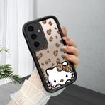 HONTINGA Samsung Galaxy S24 Fe ile Uyumlu Kılıfı Düşüme Önleyici Basitlik Anti Düşme Kamera Korumali Hello Kitty Siyah Desen Yumuşak Silikon Telefon Kılıfı Kadın ve Erkek Için Uygundur K2-0084 - Renkli