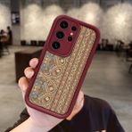 HONTINGA Samsung Galaxy S24 Ultra ile Uyumlu Kılıfı Düşüme Önleyici Basitlik Anti Düşme Kamera Korumali Halı Bordo Desen Yumuşak Silikon Telefon Kılıfı Kadın ve Erkek Için Uygundur K2-7316 - 001-Renkli
