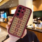 HONTINGA Samsung Galaxy S24 Ultra ile Uyumlu Kılıfı Düşüme Önleyici Basitlik Anti Düşme Kamera Korumali Halı Bordo Desen Yumuşak Silikon Telefon Kılıfı Kadın ve Erkek Için Uygundur K2-7316 - Renkli