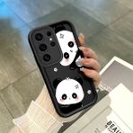 HONTINGA Samsung Galaxy S24 Ultra ile Uyumlu Kılıfı Düşüme Önleyici Basitlik Anti Düşme Kamera Korumali Panda Siyah Desen Yumuşak Silikon Telefon Kılıfı Kadın ve Erkek Için Uygundur K2-0067 - 001-Renkli