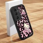 HONTINGA Samsung Galaxy S25 Fe ile Uyumlu Kılıfı Düşüme Önleyici Basitlik Anti Düşme Kamera Korumali Şirin Kedi Hello Kitty Siyah Desen Yumuşak Silikon Telefon Kılıfı Kadın ve Erkek Için Uygundur K2-0084 - 001-Renkli