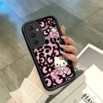 HONTINGA Samsung Galaxy S25 ile Uyumlu Kılıfı Düşüme Önleyici Basitlik Anti Düşme Kamera Korumali Hello Kitty Siyah Desen Yumuşak Silikon Telefon Kılıfı Kadın ve Erkek Için Uygundur K2-0084 - 001-Renkli