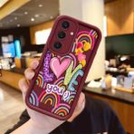 HONTINGA Samsung Galaxy S25 Plus ile Uyumlu Kılıfı Düşüme Önleyici Basitlik Anti Düşme Kamera Korumali Kalp Bordo Desen Yumuşak Silikon Telefon Kılıfı Kadın ve Erkek Için Uygundur K2-7233 - Renkli