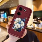 HONTINGA Tecno Camon 20 ile Uyumlu Kılıfı Düşüme Önleyici Basitlik Anti Düşme Kamera Korumali Kelebek ve Çiçek Bordo Desen Yumuşak Silikon Telefon Kılıfı Kadın ve Erkek Için Uygundur Arka Kılıf K2-7157 - Renkli