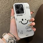 HONTINGA Tecno Spark 20 Pro 5g ile Uyumlu Kılıfı Silikon Kenar Sert Arka Düşüme Önleyici Basitlik Anti Düşme Kamera Korumali Gülümseme Desen Telefon Kılıfı Kadın ve Erkek Için Uygundur K1-0738 - Renkli