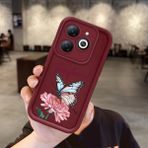 HONTINGA Tecno Spark 20C ile Uyumlu Kılıfı Düşüme Önleyici Basitlik Anti Düşme Kamera Korumali Kelebek ve Çiçek Bordo Desen Yumuşak Silikon Telefon Kılıfı Kadın ve Erkek Için Uygundur Arka Kılıf K2-7157 - 001-Renkli