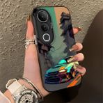 HONTINGA Vivo V50 Lite ile Uyumlu Kılıfı Silikon Kenar Sert Arka Düşüme Önleyici Basitlik Anti Düşme Kamera Korumali Spor Araba Desen Telefon Kılıfı Kadın ve Erkek Için Uygundur K1-0615 - 001-Renkli
