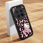 HONTINGA Vivo X200 Pro ile Uyumlu Kılıfı Düşüme Önleyici Basitlik Anti Düşme Kamera Korumali Şirin Kedi Hello Kitty Siyah Desen Yumuşak Silikon Telefon Kılıfı Kadın ve Erkek Için Uygundur K2-0084 - 001-Renkli