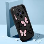 HONTINGA Vivo X300 ile Uyumlu Kılıfı Düşüme Önleyici Basitlik Anti Düşme Kamera Korumali Şirin Kedi Kelebek Siyah Desen Yumuşak Silikon Telefon Kılıfı Kadın ve Erkek Için Uygundur K2-0411 - Renkli