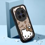 HONTINGA Vivo X300 Pro ile Uyumlu Kılıfı Düşüme Önleyici Basitlik Anti Düşme Kamera Korumali Şirin Kedi Hello Kitty Siyah Desen Yumuşak Silikon Telefon Kılıfı Kadın ve Erkek Için Uygundur K2-0084 - Renkli
