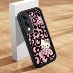 HONTINGA Vivo Y04 ile Uyumlu Kılıfı Düşüme Önleyici Basitlik Anti Düşme Kamera Korumali Şirin Kedi Hello Kitty Siyah Desen Yumuşak Silikon Telefon Kılıfı Kadın ve Erkek Için Uygundur K2-0084 - 001-Renkli