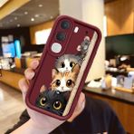 HONTINGA Vıvo Y21D ile Uyumlu Kılıfı Düşüme Önleyici Basitlik Anti Düşme Kamera Korumali Kedi Bordo Desen Yumuşak Silikon Telefon Kılıfı Kadın ve Erkek Için Uygundur K2-7154 - Renkli - VIVO Y21D