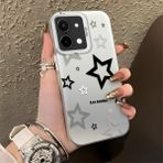 HONTINGA Vivo Y28 ile Uyumlu Kılıfı Silikon Kenar Sert Arka Düşüme Önleyici Basitlik Anti Düşme Kamera Korumali Yıldız Desen Telefon Kılıfı Kadın ve Erkek Için Uygundur K1-0703 - Renkli