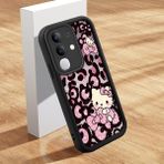 HONTINGA Vivo Y29 ile Uyumlu Kılıfı Düşüme Önleyici Basitlik Anti Düşme Kamera Korumali Şirin Kedi Hello Kitty Siyah Desen Yumuşak Silikon Telefon Kılıfı Kadın ve Erkek Için Uygundur K2-0084 - 001-Renkli