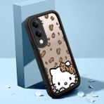 HONTINGA Vivo Y29S ile Uyumlu Kılıfı Düşüme Önleyici Basitlik Anti Düşme Kamera Korumali Şirin Kedi Hello Kitty Siyah Desen Yumuşak Silikon Telefon Kılıfı Kadın ve Erkek Için Uygundur K2-0084 - Renkli