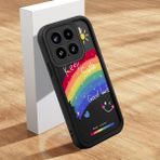 HONTINGA Xiaomi 15 5g ile Uyumlu Kılıfı Düşüme Önleyici Basitlik Anti Düşme Kamera Korumali Şirin Kedi Gökkuşağı Siyah Desen Yumuşak Silikon Telefon Kılıfı Kadın ve Erkek Için Uygundur K2-0065 - 001-Renkli