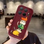 HONTINGA Xiaomi 15T Pro ile Uyumlu Kılıfı Düşüme Önleyici Basitlik Anti Düşme Kamera Korumali Kedi Bordo Desen Yumuşak Silikon Telefon Kılıfı Kadın ve Erkek Için Uygundur K2-7154 - 001-Renkli