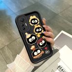 HONTINGA Xiaomi Mi 12 Lite ile Uyumlu Kılıfı Düşüme Önleyici Basitlik Anti Düşme Kamera Korumali Karikatür Siyah Desen Yumuşak Silikon Telefon Kılıfı Kadın ve Erkek Için Uygundur K2-0056 - 001-Renkli