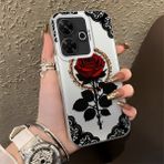 HONTINGA Xiaomi Redmi 13 4g ile Uyumlu Kılıfı Silikon Kenar Sert Arka Düşüme Önleyici Basitlik Anti Düşme Kamera Korumali Gül Desen Telefon Kılıfı Kadın ve Erkek Için Uygundur K1-0867 - Renkli